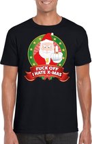 Foute Kerst t-shirt zwart Fuck off I hate x-mas heren - Kerst shirts S