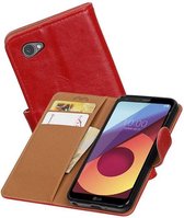 Pull Up TPU PU Leder Bookstyle Wallet Case voor LG Q6 Rood