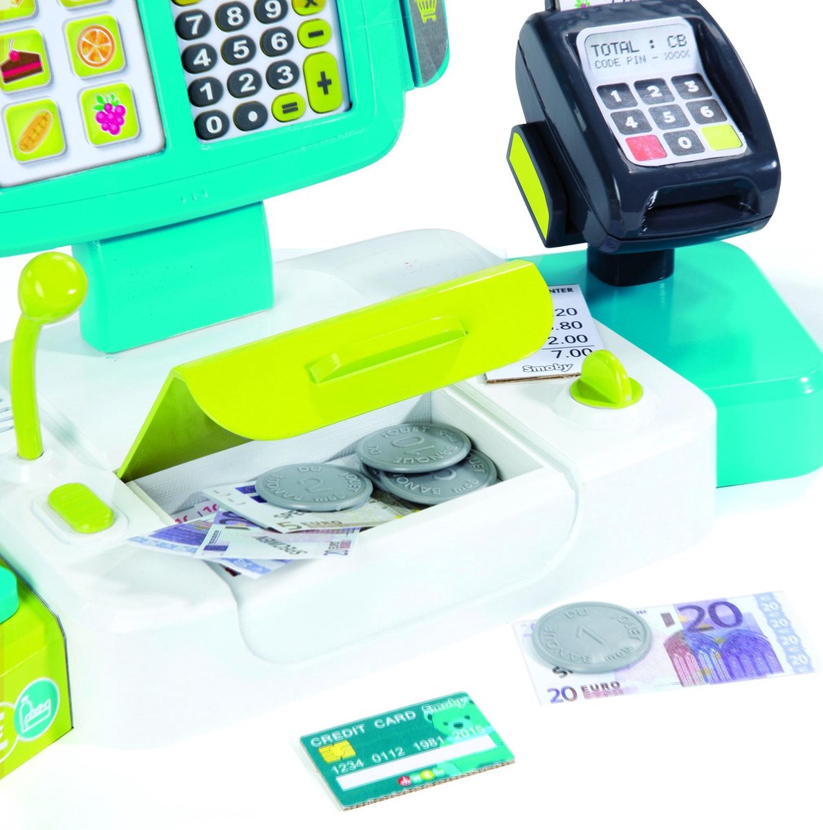 Smoby - Supermarket - Marchande pour Enfant - Chariot de Course Inclus - Balance Mécanique - Fonctions Electroniques - 42 Accessoires - 350239 : : Jeux et Jouets