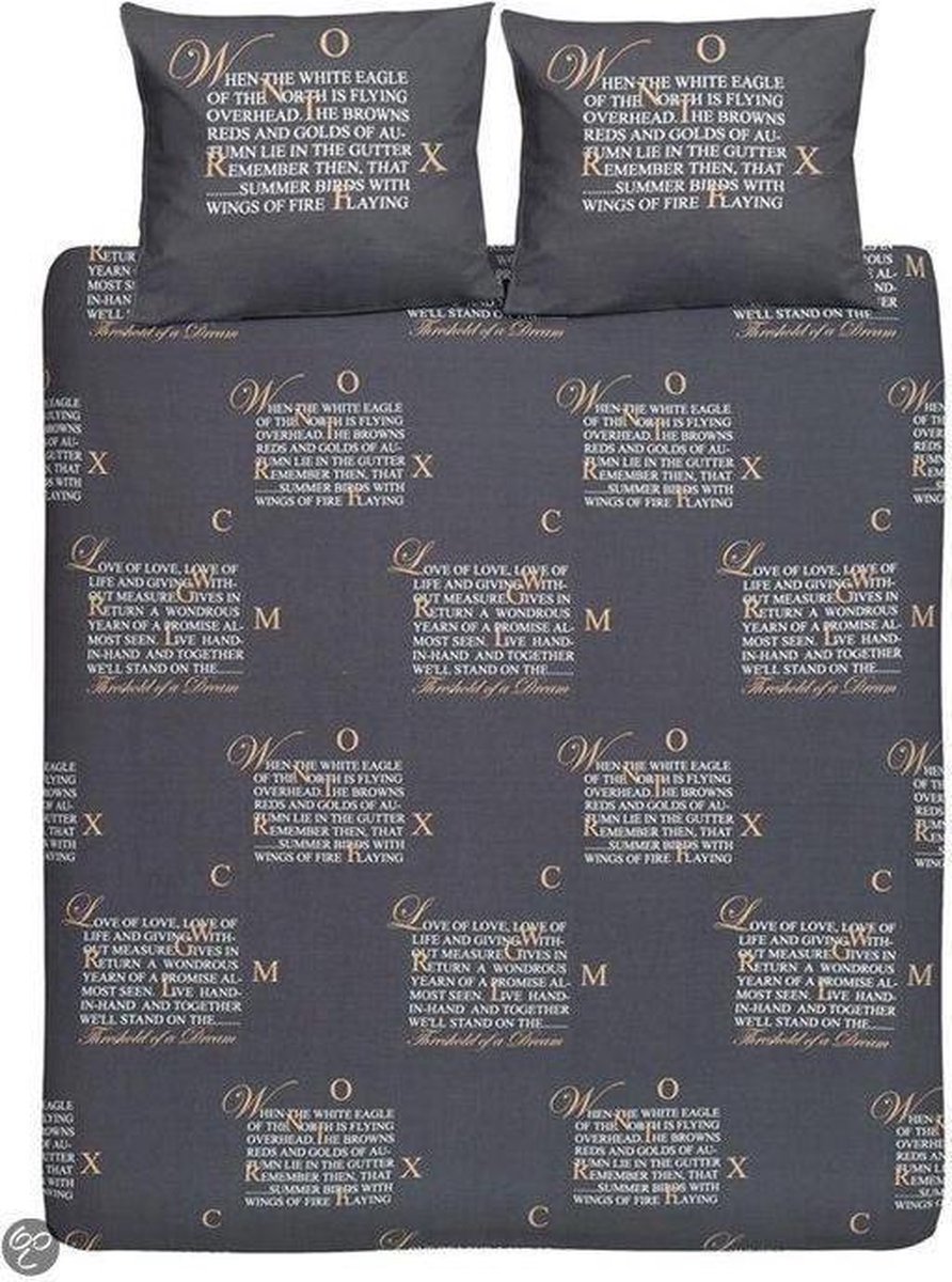 Cinderella Lyrics Dekbedovertrek - Katoen - Eenpersoons - 140x200/220 cm - Antraciet