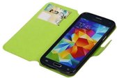 Cross Pattern TPU Bookstyle Wallet Case Hoesje Geschikt voor Samsung Galaxy S5 G900F Groen
