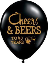 40 jaar ballonnen -  Zwart/Goud - 40 jaar versiering - 20 Stuks Latex Ballonnen - Cheers & Beers  27 cm