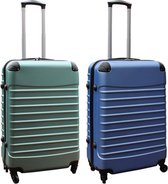 Travelerz kofferset 2 delig ABS groot - met cijferslot - 69 liter - groen - licht blauw