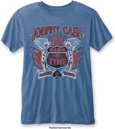 Johnny Cash Heren Tshirt -S- Ring Of Fire Blauw
