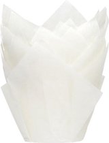 House of Marie Muffin Bakvormen - Muffin Vormpjes Papier - Tulp Wit - pk/36