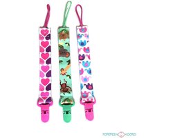 foto van Set 3 stuks speenkoord – Animals & Hearts
