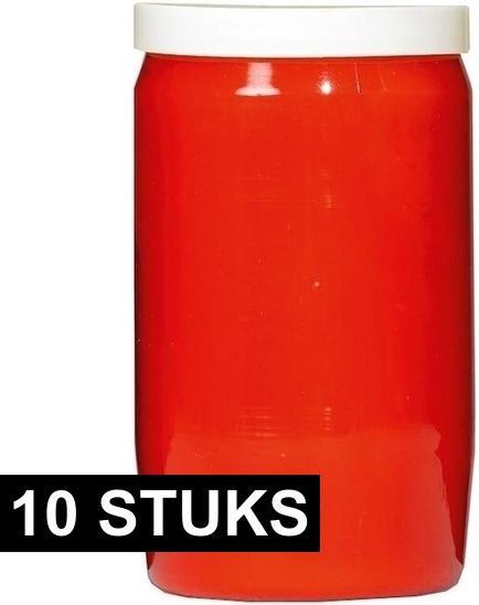 SPAAS Grafkaars/gedenklicht - 10x - rood - 7 x 15 cm - 6 dagen brandtijd
