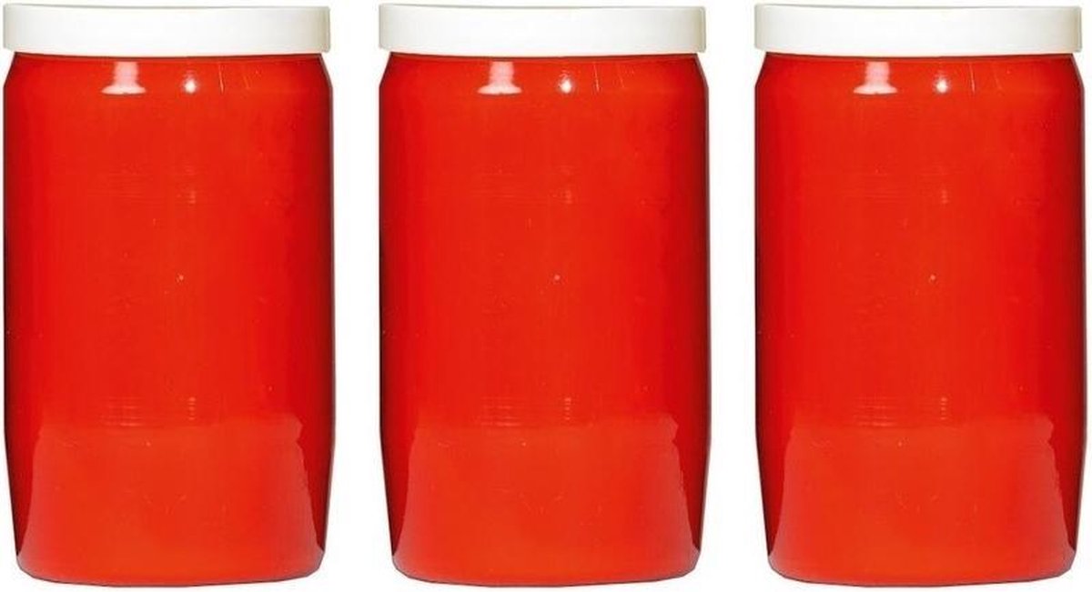 SPAAS Grafkaars/gedenklicht - 3x - rood - 6 x 10 cm - 3 dagen brandtijd - Graflichten