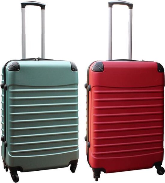 Travelerz kofferset 2 delig ABS groot - met cijferslot - 69 liter - rood – groen
