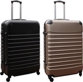 Travelerz kofferset 2 delig ABS groot - met cijferslot - 95 liter - zwart - goud