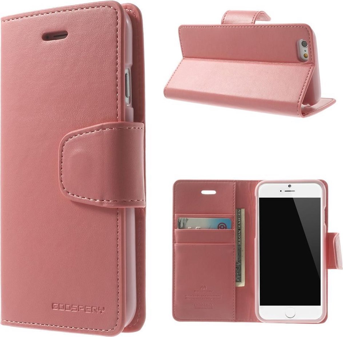 Zacht roze luxe bookcase voor iPhone 6 plus / 6s plus - ROZE - GOOSPERY