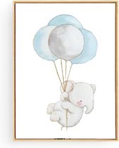 Postercity - Design Canvas Poster Olifantje met Ballonnen / Kinderkamer / Muurdecoratie / 40 x 30cm / A3