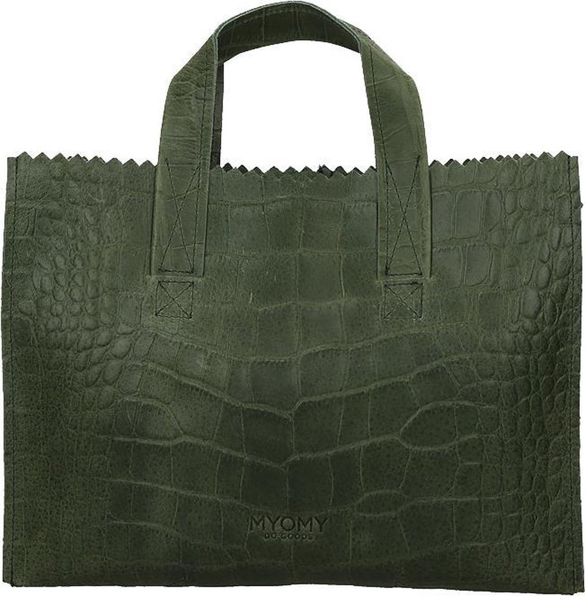 MYOMY My Paper Bag Dames Schoudertas - Croco Vetiver Green | bol.com