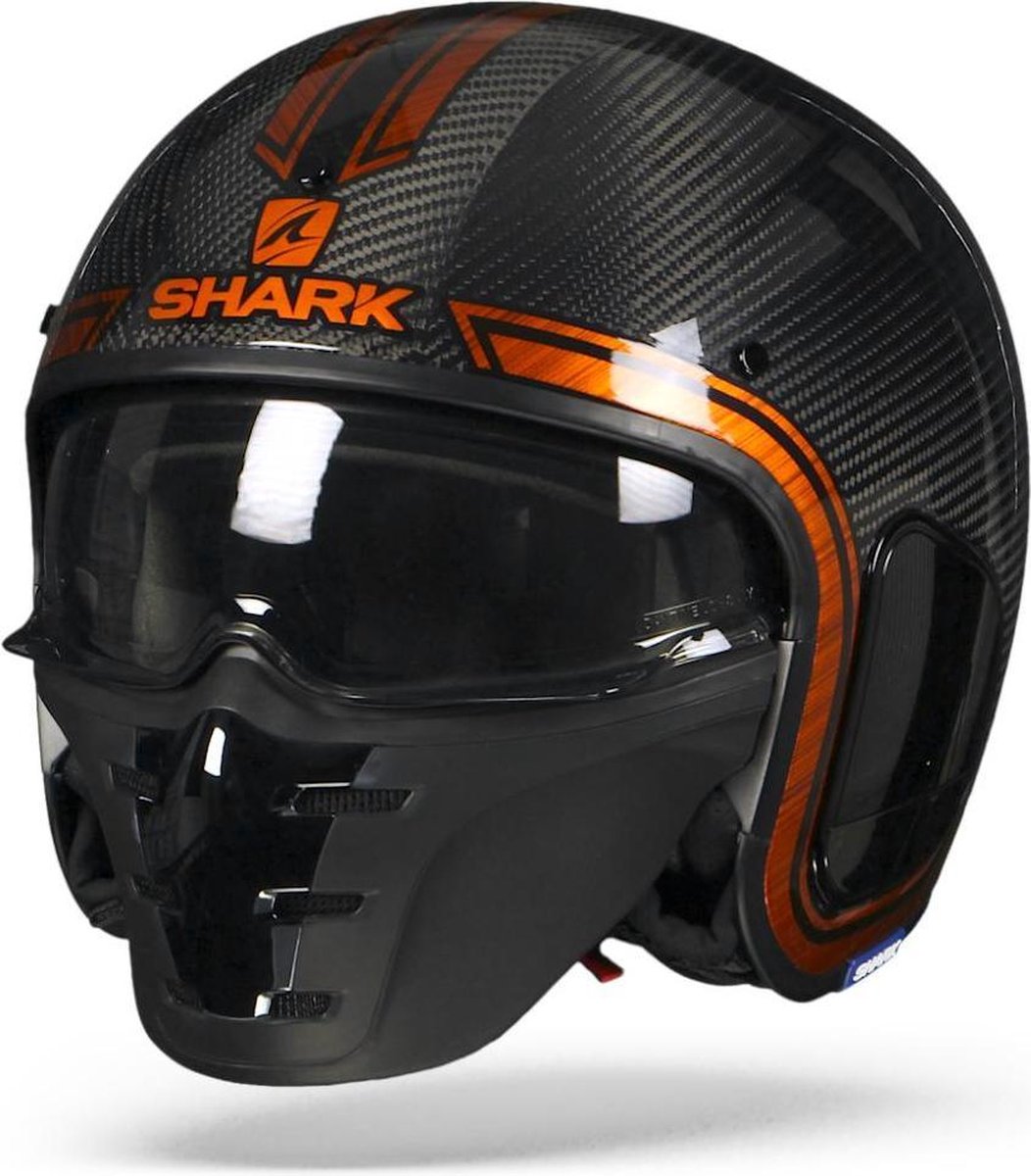 Shark S-Drak CarbonCarbon Chrome Oranje DuoJethelm - Motorhelm - Maat S