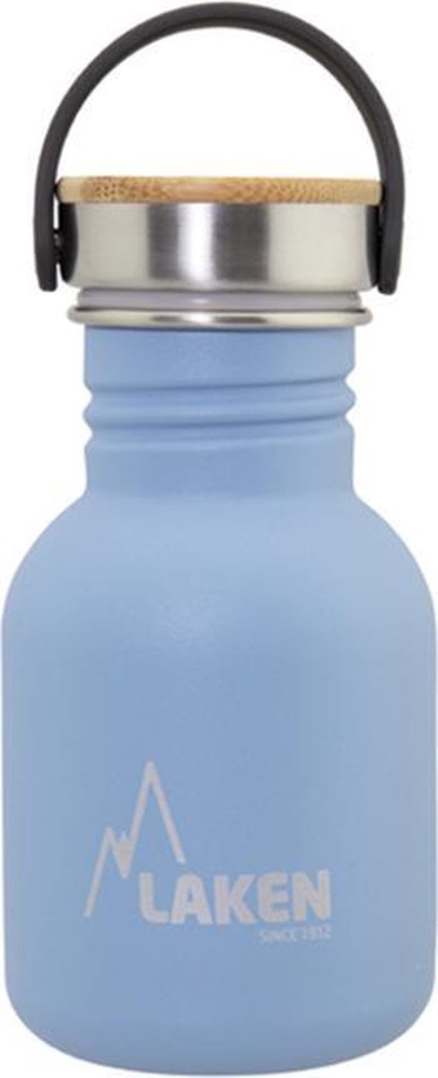 RVS fles Basic Steel Bottle 350ml ,Bamboo S/S Cap - Blauw
