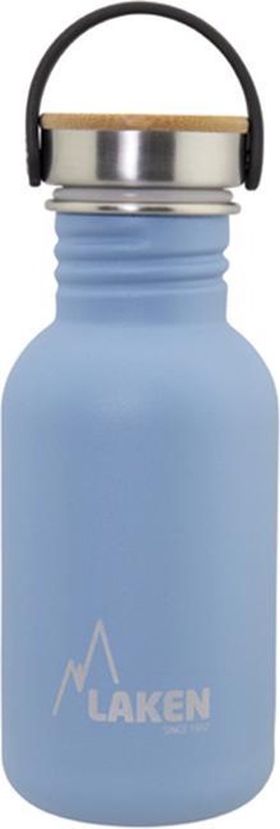 RVS fles Basic Steel Bottle 500ml ,Bamboo S/S Cap - Blauw