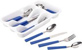 16 delig bestekset met bestekbak - Blauw / Zilver - 4 personen