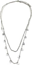 Dielay - Ketting 2 Lagen - Muntjes - Lengte Verstelbaar 37-42 cm - Zilverkleurig