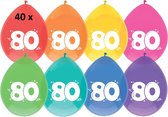 40 x Ballonnen - 80 jaar - multi/wit
