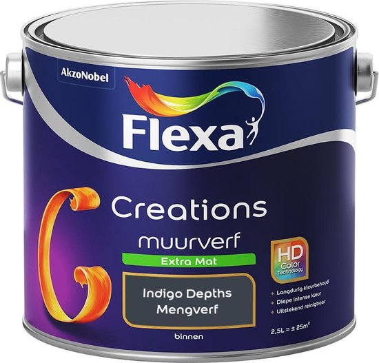 Peinture pour les murs Flexa Creations - Extra mate - Collection de couleurs Extra - Profondeurs indigo - 2,5 litres