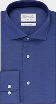Michaelis slim fit overhemd - Oxford - kobalt blauw - Strijkvrij - Boordmaat: 39