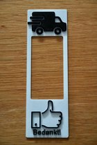 3D Doorbell Art - Pakketbezorger Bedankt - Zwart op Wit - Bedank je pakketbezorger - Deurbel versiering