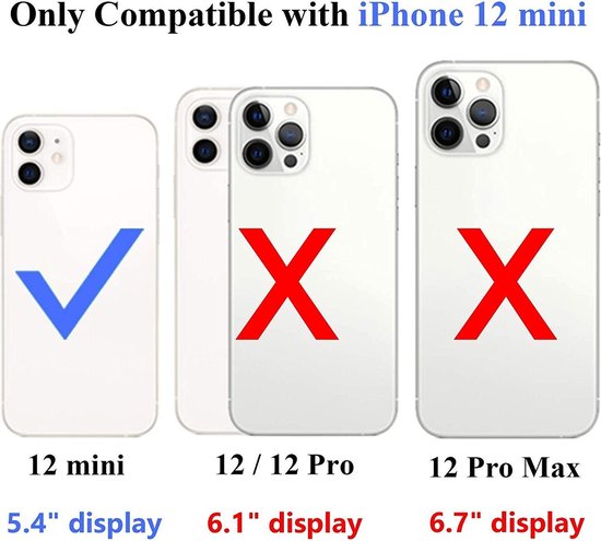 Bookcase Apple iPhone 12 Mini | Bleu | Porte-cartes | Étui portefeuille