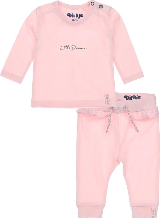 Dirkje Bio Basic SET(2delig) Roze broek, shirt - Maat 68