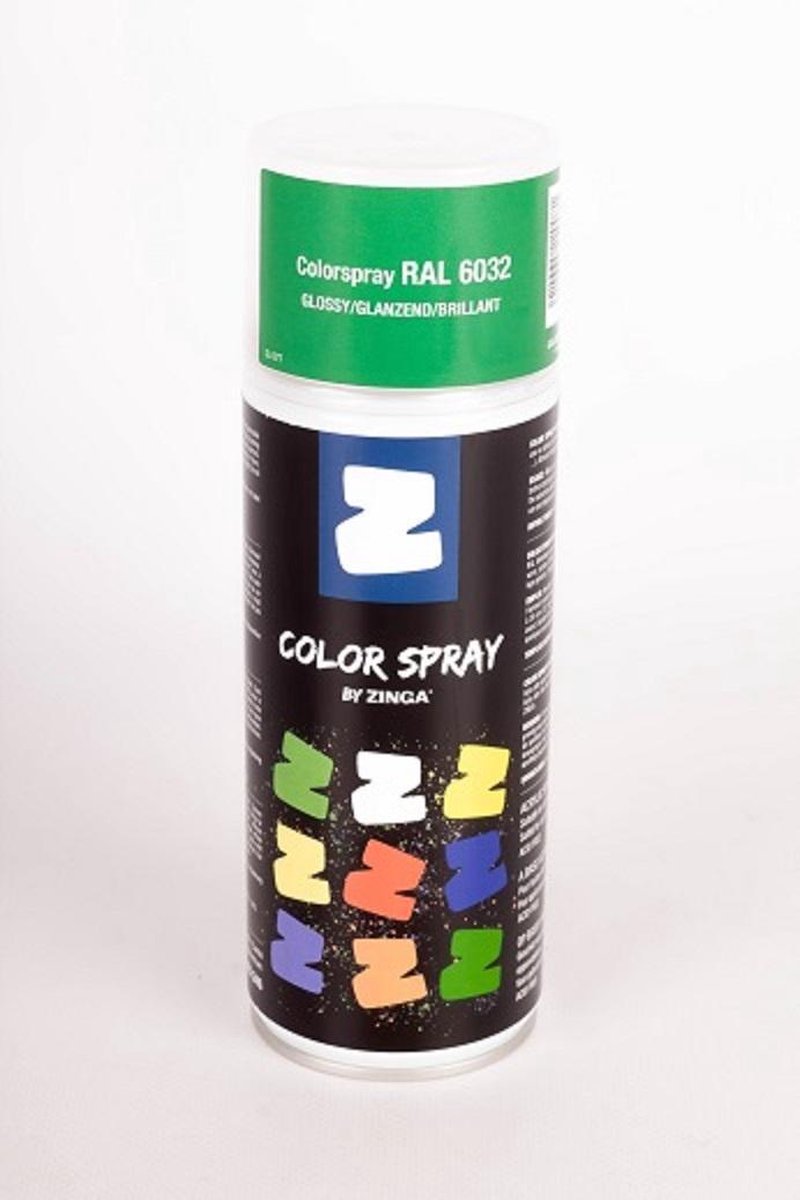 Zinga Color Spray verf - coating - RAL 6032 Groen 400 ml gloss - toepasbaar op gegalvaniseerde en divers andere ondergronden