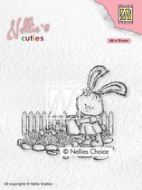 NCCS001 Stempel Nellie Snellen - Nellie's Cuties - Clearstamp - konijntje met gieter - haasje tuinieren - kinderen
