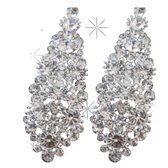 Lange -oorbellen- strass -6 cm-Zilverkleur- Trouwen-Kerst-Charme Bijoux