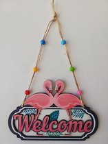 welcome board voor kinderkamer Flamingo