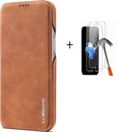 GSMNed – Leren telefoonhoesje Bruin – hoogwaardig leren bookcase Bruin - Luxe iPhone 11 Pro hoesje Bruin – Magneetsluiting voor iPhone 11 Pro – Bruin – met 1 screenprotector iPhone