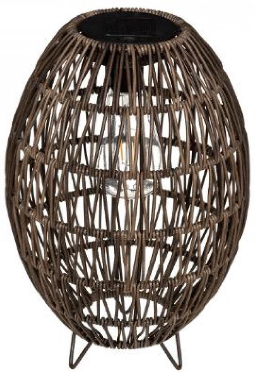 Solar Buiten verlichting - Tafel lamp op zonne-energie - solar lpe - hoogte 32 cm - beige/bruin