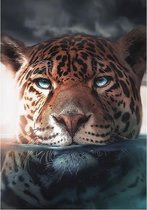 Water Jaguar Aluminium 70x100 cm botanische jungle dieren wanddecoratie