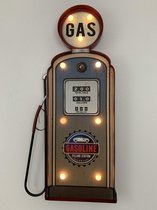 Metalen wandbord oude Benzinepomp Look met Led verlichting groot Gas