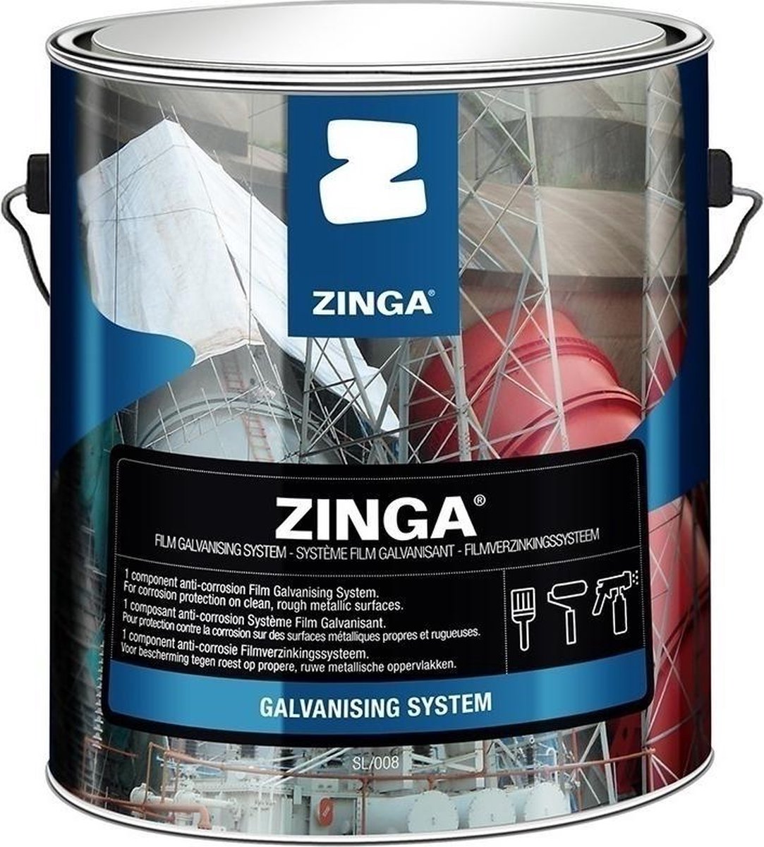 Zinga Zinga verf - primer - metaalverf - coating - koudgalvanisatie - 5 kg - Zinkgrijs