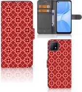 Coque Téléphone OPPO A73 5G PU Premium Housse pour Batik Rouge