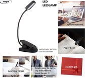 Leeslampje met Klem - Led Reading Lamp - Flexibele Clip op Boek of Laptop - Nachtlampje voor naast bed - Reizen - exclusief batterij