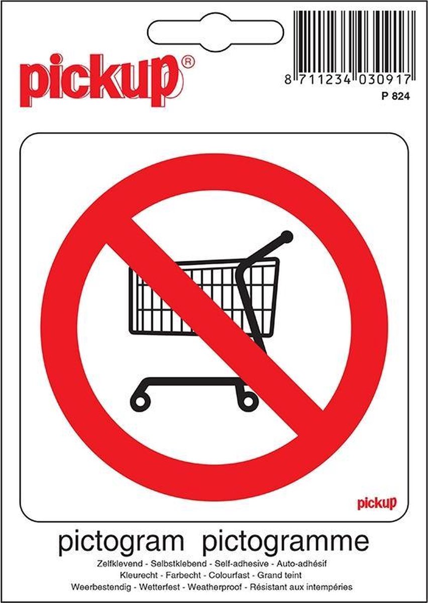 Pickup Pictogram 10x10 cm - Verboden voor winkelwagens - Pickup