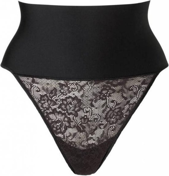Maidenform Tame Your Tummy Lace Thong Vrouwen Corrigerend ondergoed - Black Lace - Maat 2XL