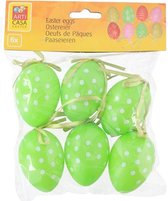 24x stuks Pasen/paas hangdecoratie paaseieren groen 6 cm. Pasen versieringen thema/paastakken decoratie eieren