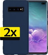 Samsung S10 Hoesje Back Cover Siliconen Hoes Donker Blauw - 2 Stuks