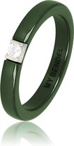 My Bendel - Groene keramieken ring met zirkonia steen - Onbreekbare groene ring met zirkonia - Met luxe cadeauverpakking