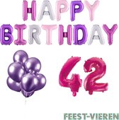 42 jaar Verjaardag Versiering Ballon Pakket Pastel & Roze