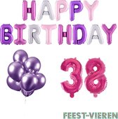 38 jaar Verjaardag Versiering Ballon Pakket Pastel & Roze