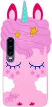 ADEL Siliconen Back Cover Softcase Hoesje Geschikt voor Huawei P30 - Eenhoorn Roze