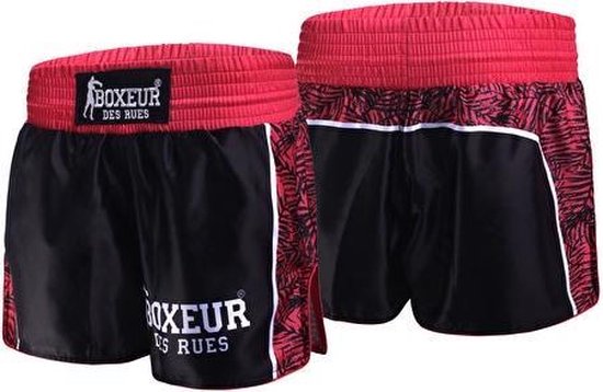 Boxeur Des Rues - Kick/Thai Short -Fantasy Sublimation Print - Zwart/Roze - XXXL