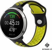 Siliconen Smartwatch bandje - Geschikt voor  Polar Ignite sport bandje - zwart/geel - Strap-it Horlogeband / Polsband / Armband