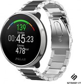 Stalen Smartwatch bandje - Geschikt voor  Polar Ignite stalen band - zilver/zwart - Strap-it Horlogeband / Polsband / Armband